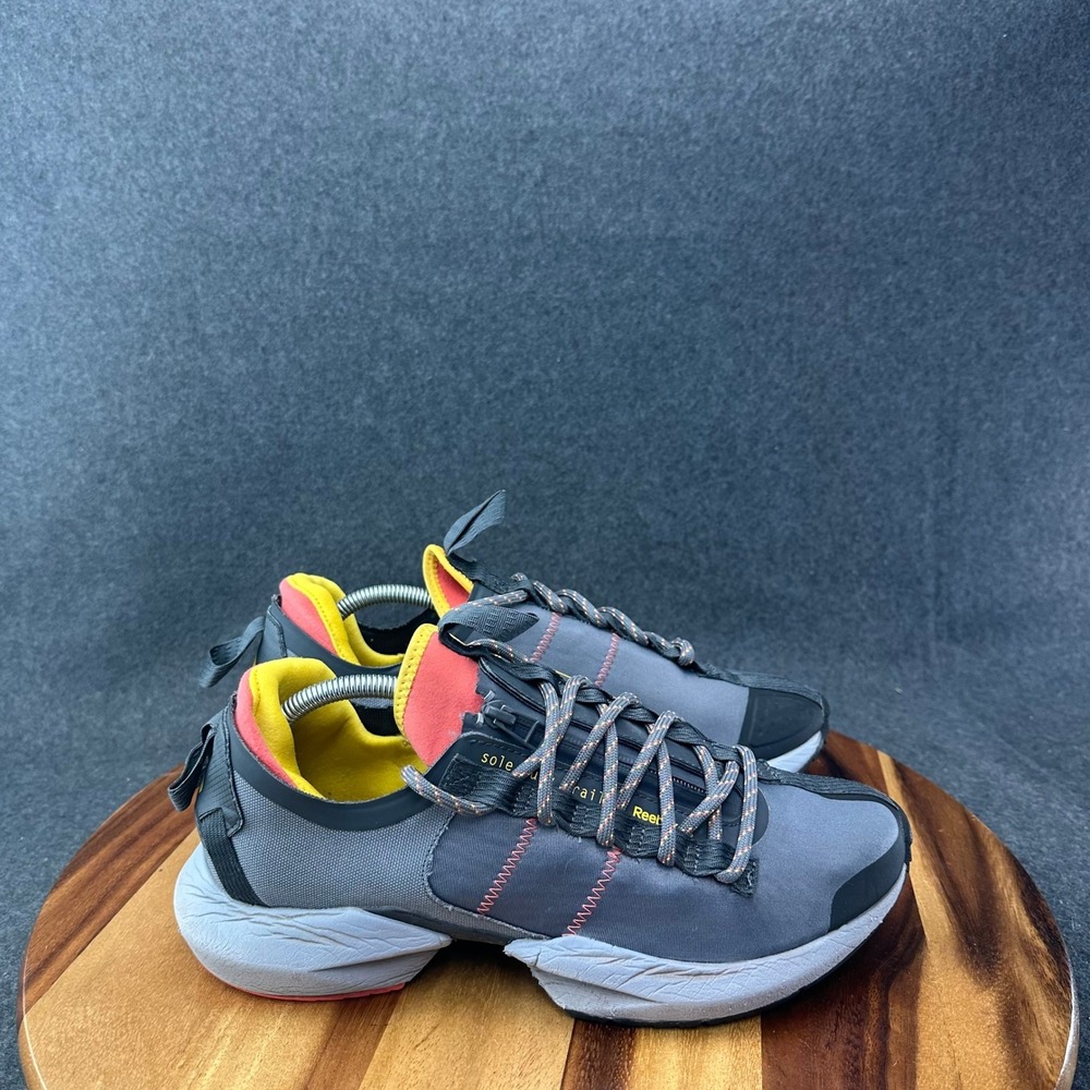 Reebok Sole Fury Trail Mens Grey Yellow Coral Sneakers DV9418 Size 10